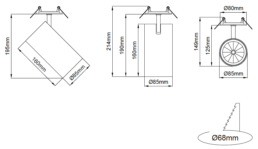 Silindir Mega Recessed – Technical Drawings