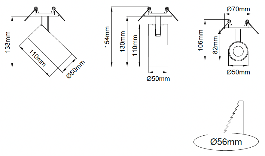 Silindir Mini Recessed – Technical Drawings