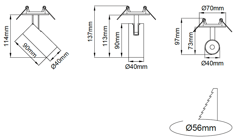 Silindir Micro Recessed – Technical Drawings