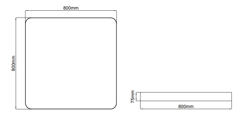 Panos Radius Slim Surface – Technical Drawings