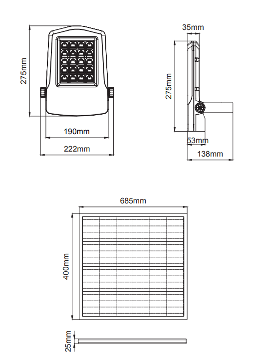 Falcon Mini PR Solar – Technische Zeichnungen