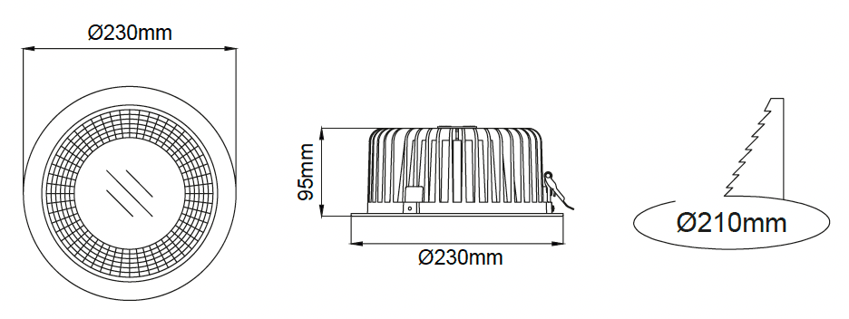 Leila Maxi Downlight – Technical Drawings