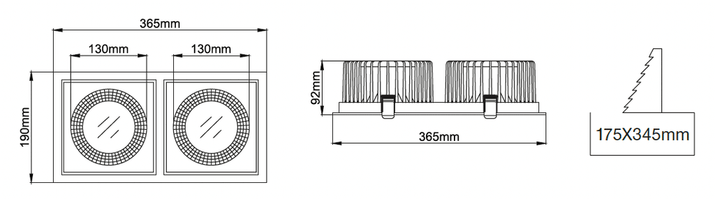 Leila Square Downlight – Technical Drawings
