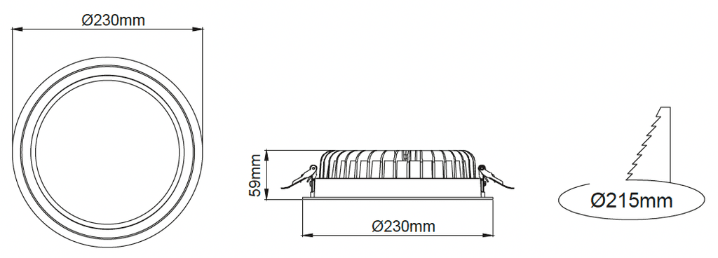 Neptun Mega Downlight – Technical Drawings