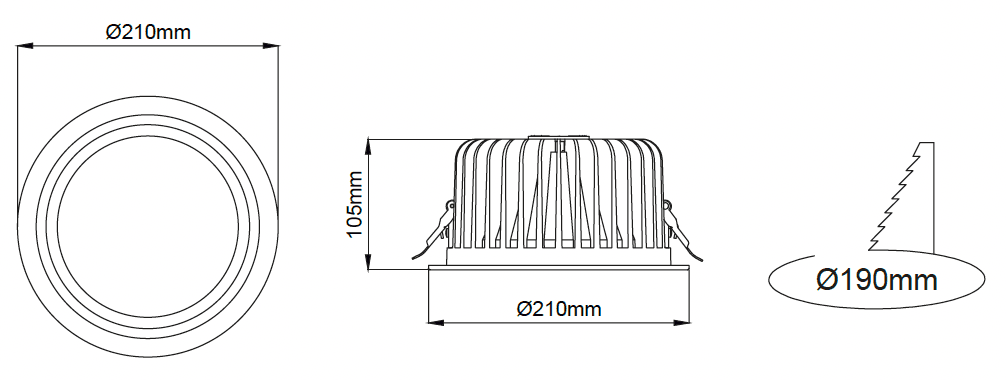 Neptun Maxi Downlight – Technical Drawings