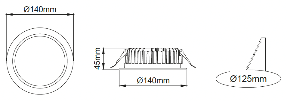 Neptun Midi Downlight – Dessins techniques