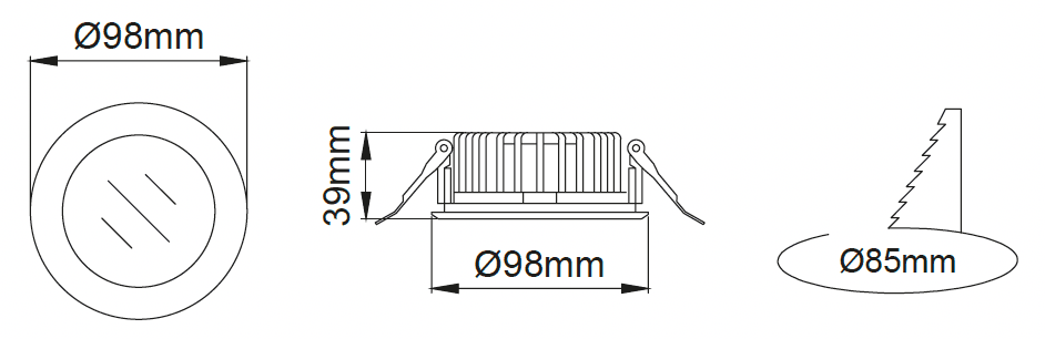 Leila Mini Downlight – Technical Drawings