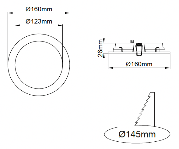 Lumea Slim Midi Downlight – Dessins techniques