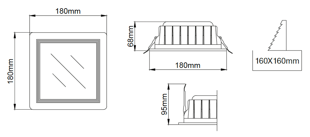 Karin Midi Downlight – Technische Zeichnungen