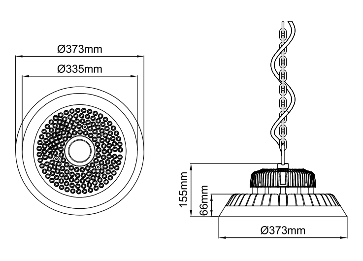 Meteor Maxi Highbay – Teknik Çizimler