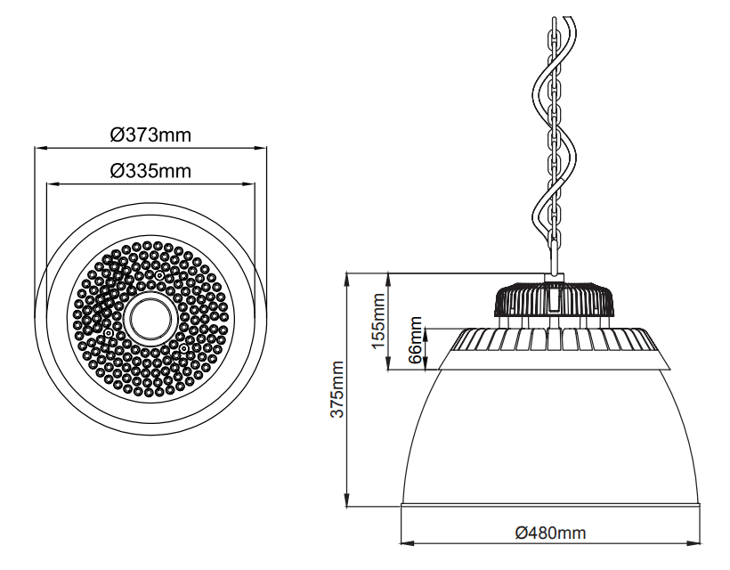 Meteor Maxi Highbay – Dessins techniques