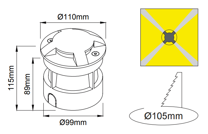 Trace Maxi Quadriple – Dessins techniques