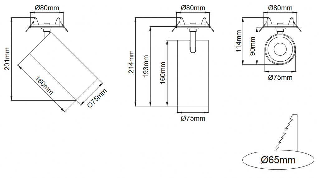 Silindir Deep Opto 75 – Dessins techniques