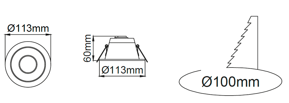Lora 113 Downlight – Dessins techniques