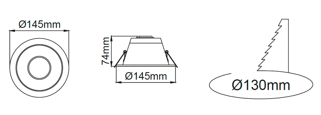 Lora 145 Downlight – Dessins techniques