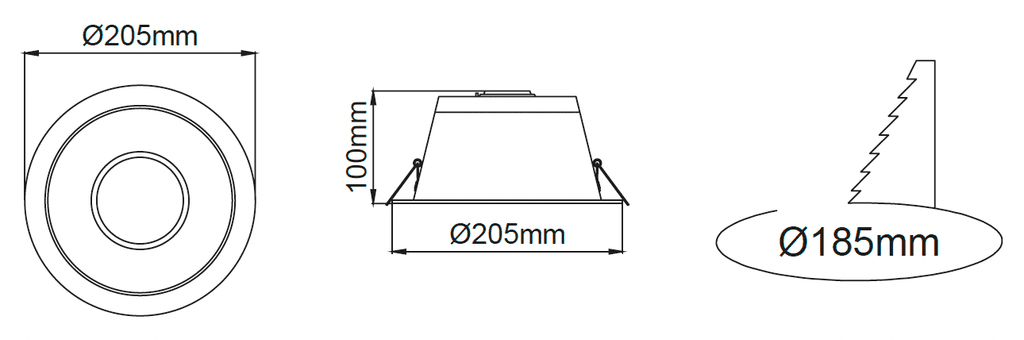 Lora 205 Downlight – Dessins techniques