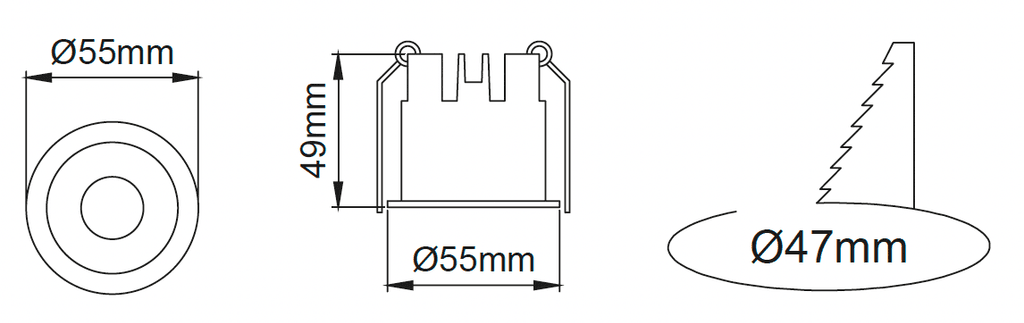 Pin Spot Mini – Dessins techniques