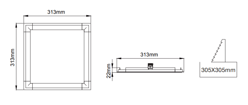 Panel Recessed – Technical Drawings