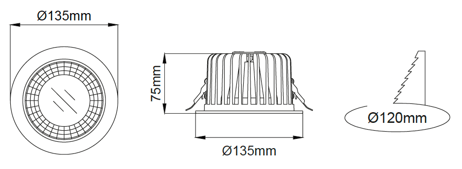 Leila Mini Downlight – Technische Zeichnungen