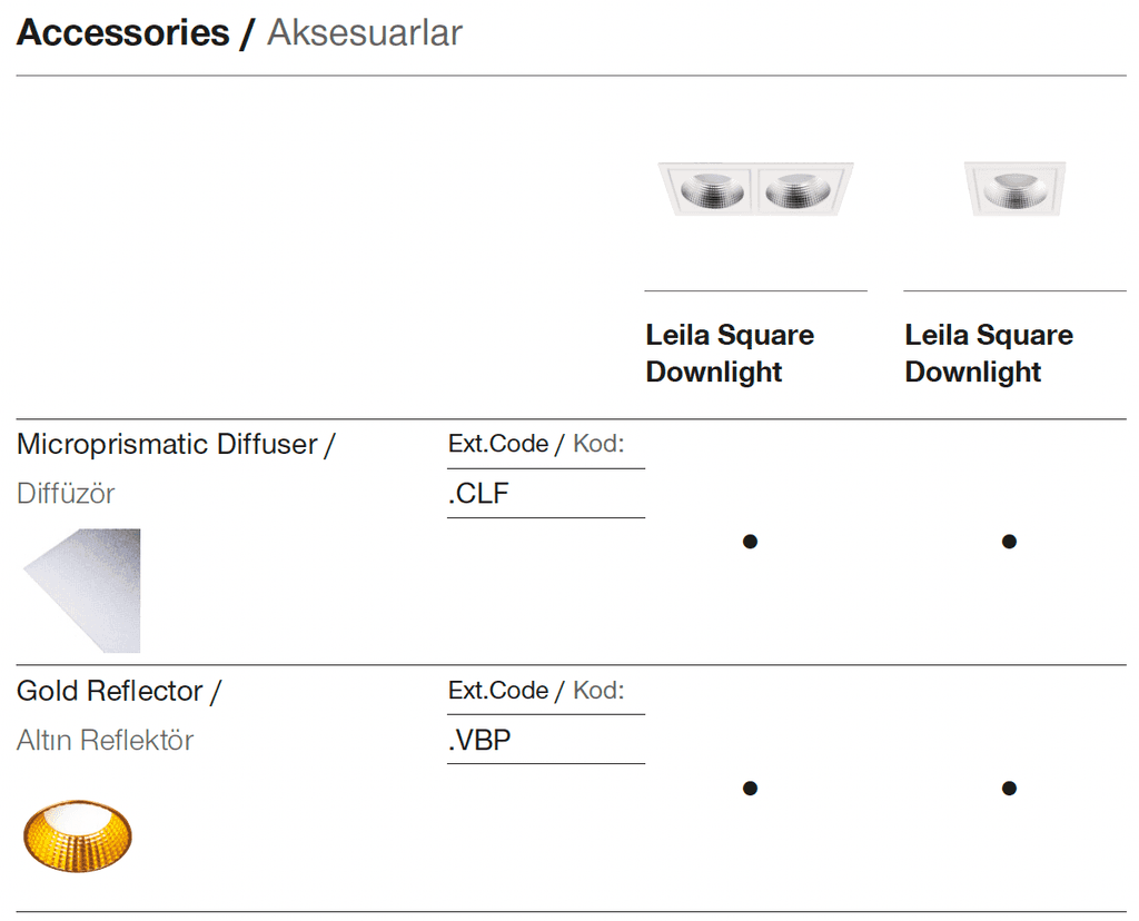 Leila Square Downlight – Accessoires