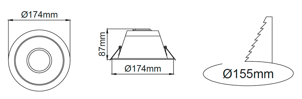 Lora 174 Downlight – Dessins techniques